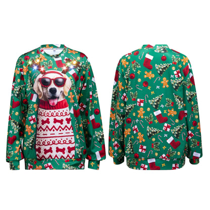 Unisex LED Light-Up Reindeer Puppy Christmas Sweatshirt