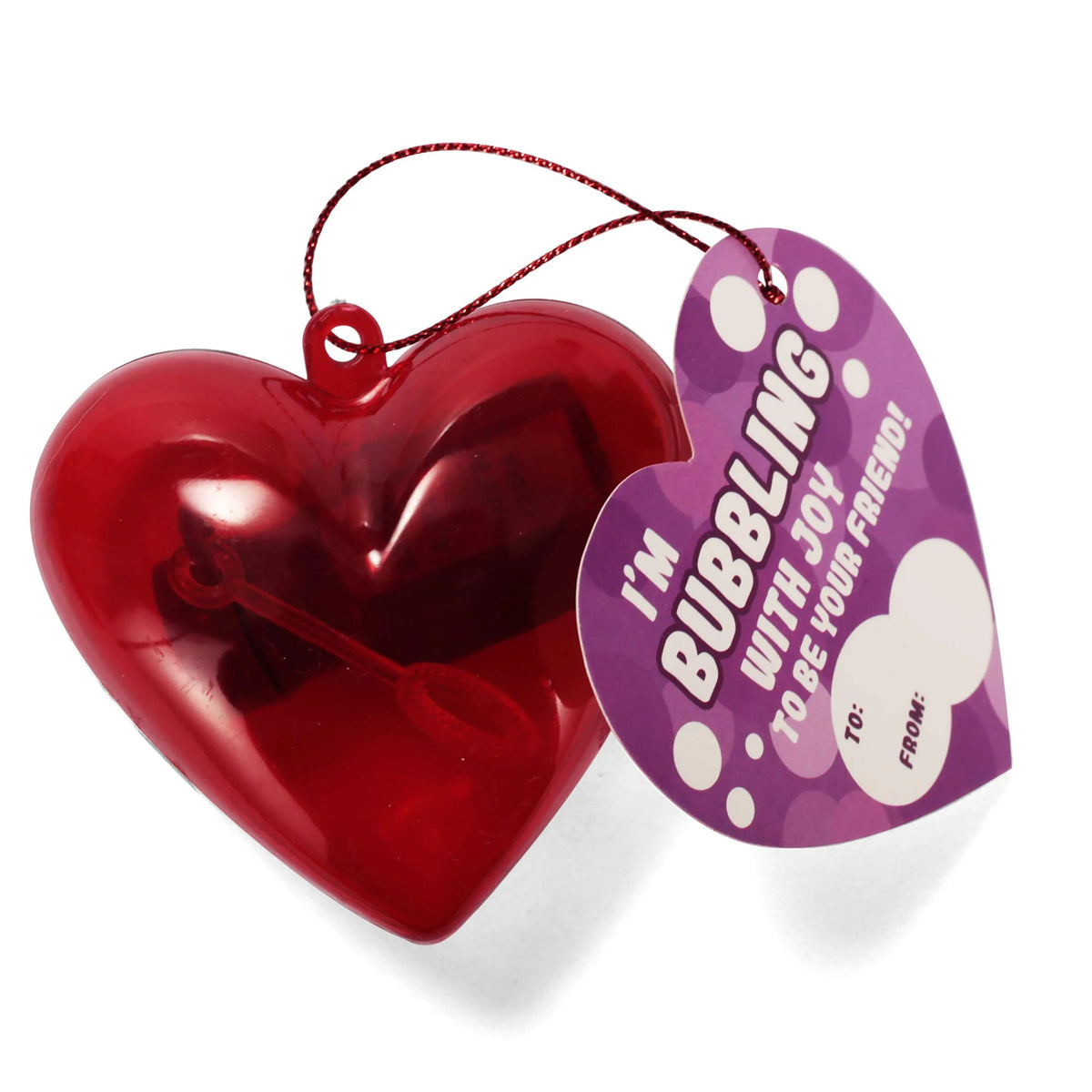28-Piece Mini Heart Bubble Wands with Valentine's Day Cards for Kids Classroom Exchange Gifts