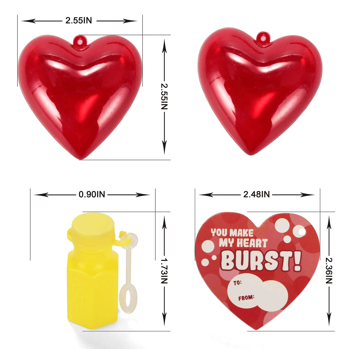 28-Piece Mini Heart Bubble Wands with Valentine's Day Cards for Kids Classroom Exchange Gifts