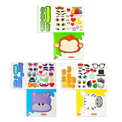 28 Animal Make-a-Face Valentine's Day Cards for Kids - Classroom Exchange Gifts