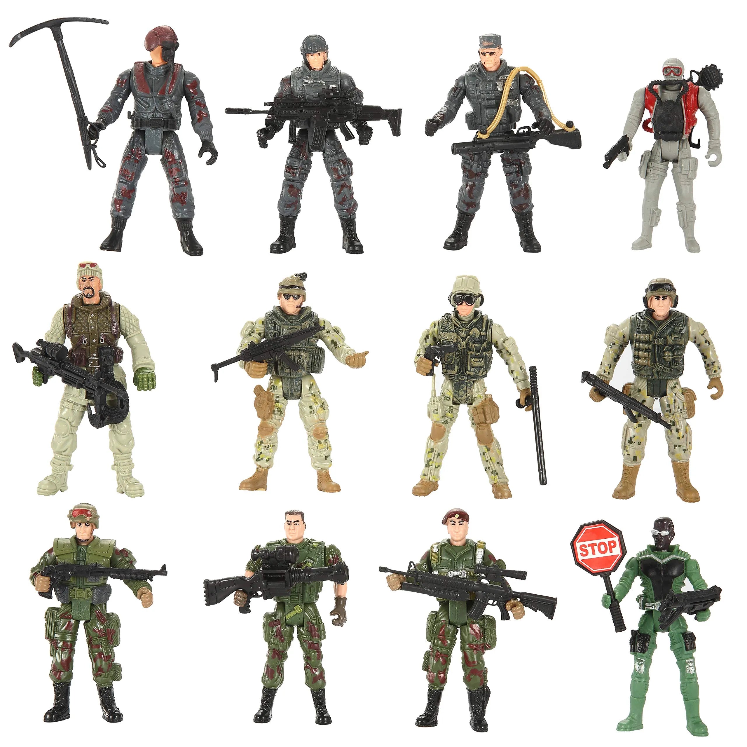 12Pcs Military Action Figure Valentines Cards for Kids Classroom Exchange Gifts