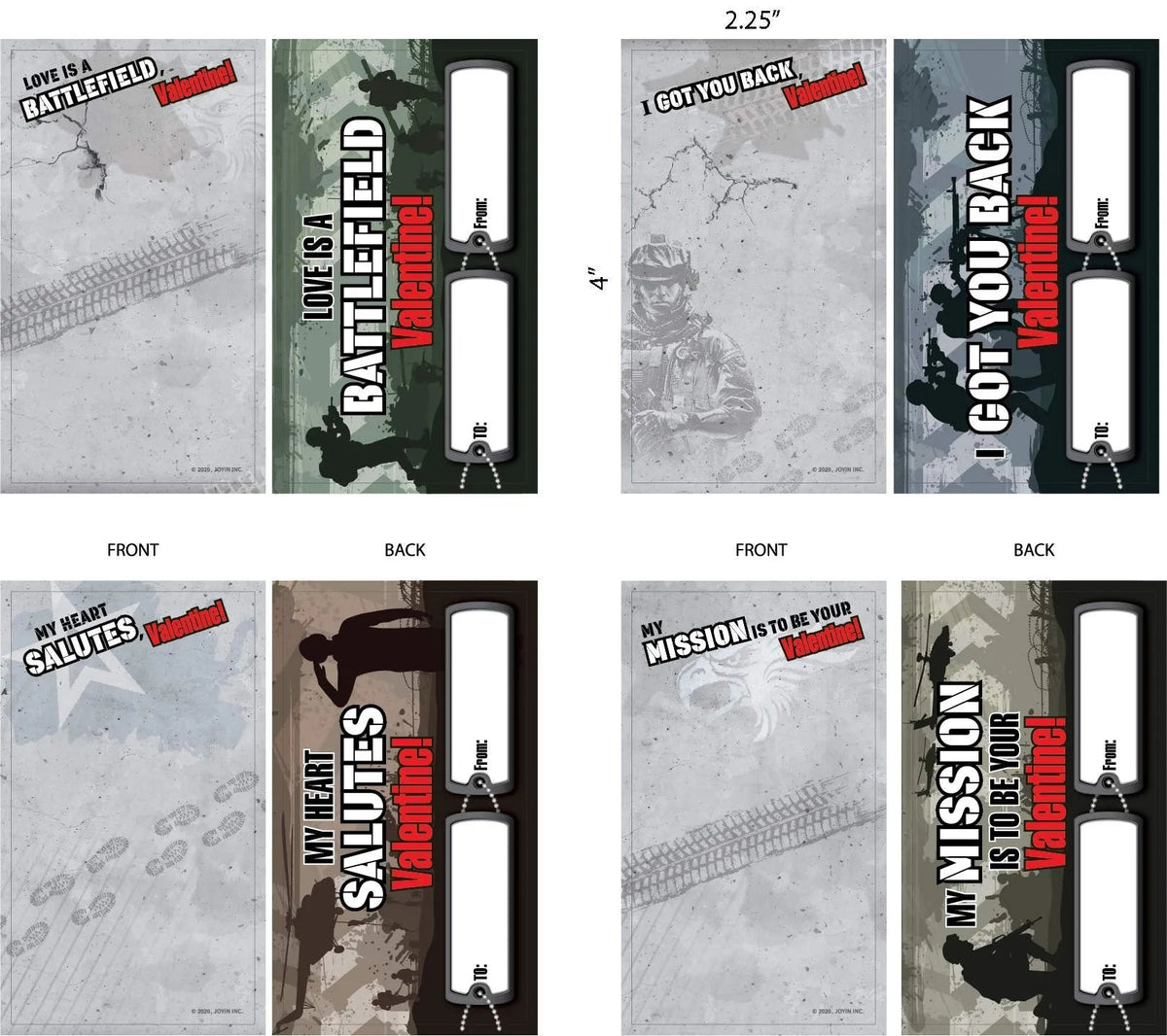 12Pcs Military Action Figure Valentines Cards for Kids Classroom Exchange Gifts