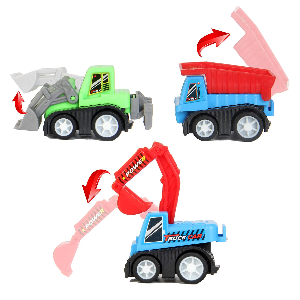 28-Piece Mini Construction Vehicle Toy Set with Valentine's Day Cards for Classroom Exchange