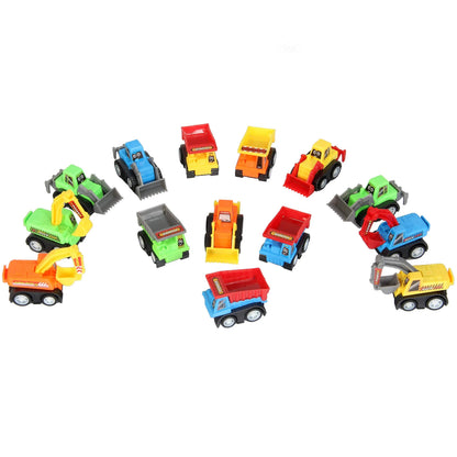 28-Piece Mini Construction Vehicle Toy Set with Valentine's Day Cards for Classroom Exchange