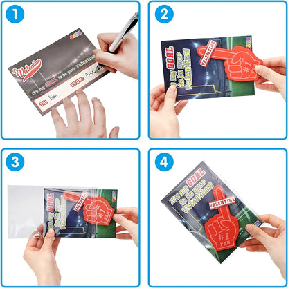 28 Foam Fingers with Valentine's Cards for Classroom Exchange