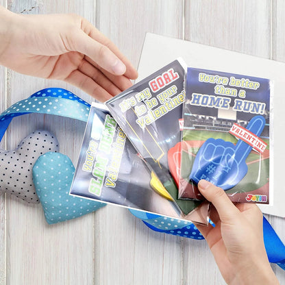 28 Foam Fingers with Valentine's Cards for Classroom Exchange