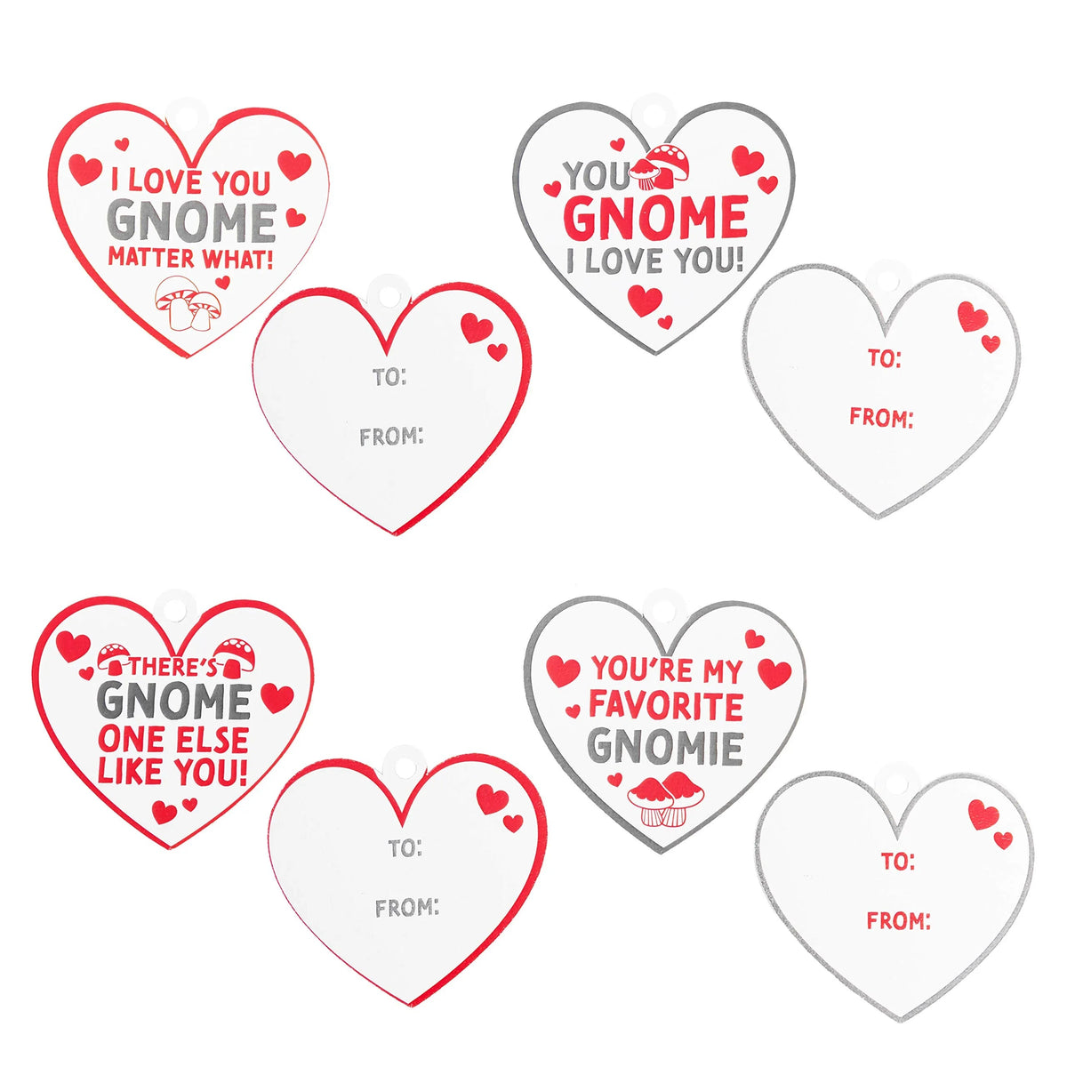 16 Gnome Valentine Cards with Plush Toys for Kids Classroom Exchange