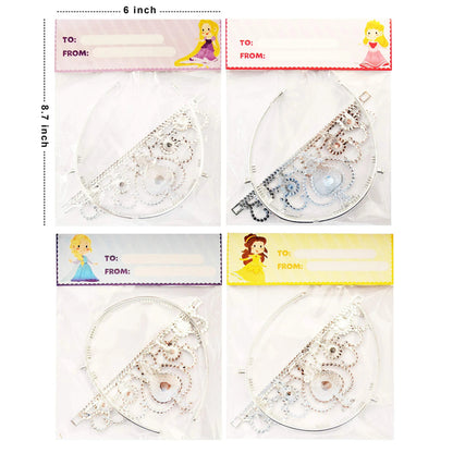 28 Pcs Valentine's Day Cards for Kids with Princess Crown Headbands