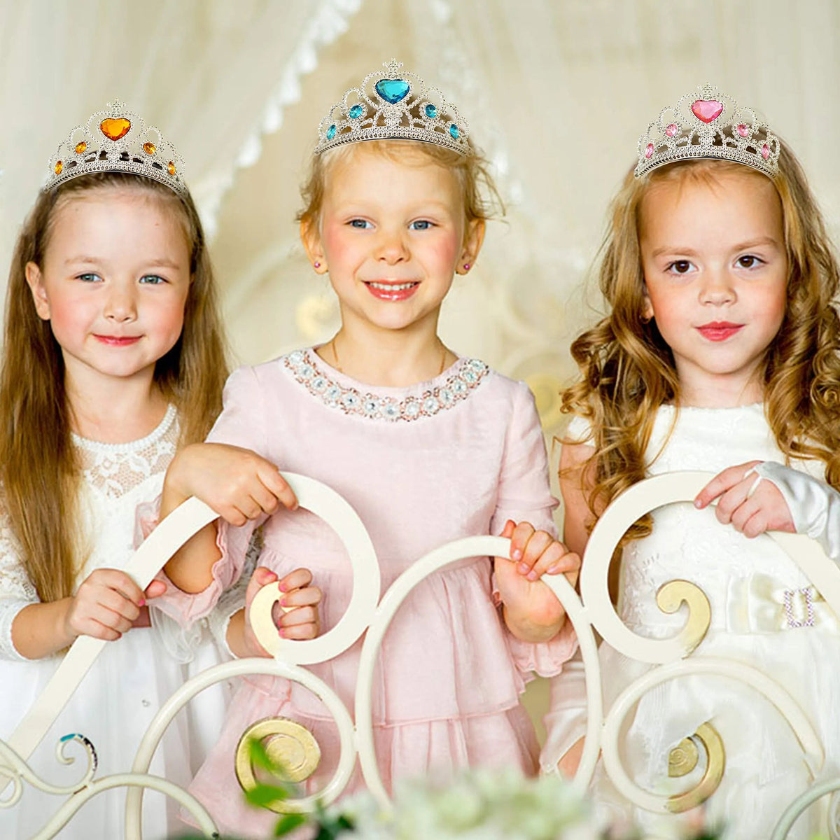 28 Pcs Valentine's Day Cards for Kids with Princess Crown Headbands