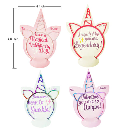 16 Unicorn Headband Valentines Cards for Kids Classroom Exchange