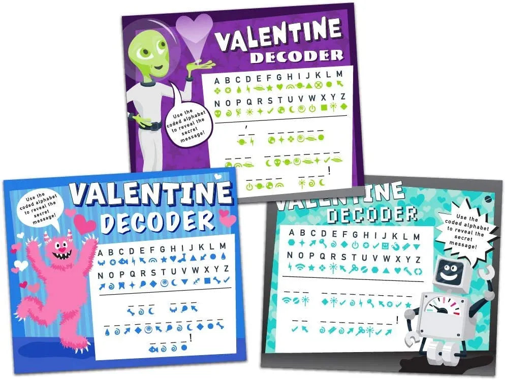 36 Valentine's Day Gift Cards with Decoding Games