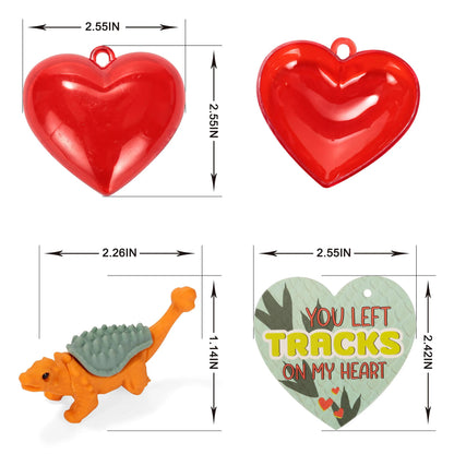 30 Dinosaur Erasers with Valentine's Day Cards for Kids Classroom Exchange Gifts