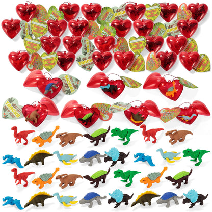 30 Dinosaur Erasers with Valentine's Day Cards for Kids Classroom Exchange Gifts