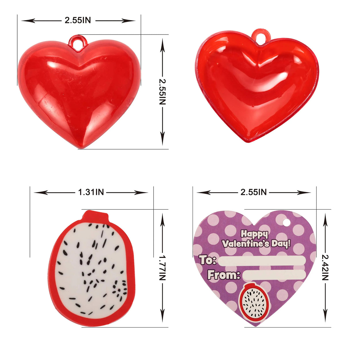 28-Piece Valentine's Fruit Eraser Set with Cards for Kids Classroom Exchange Gifts