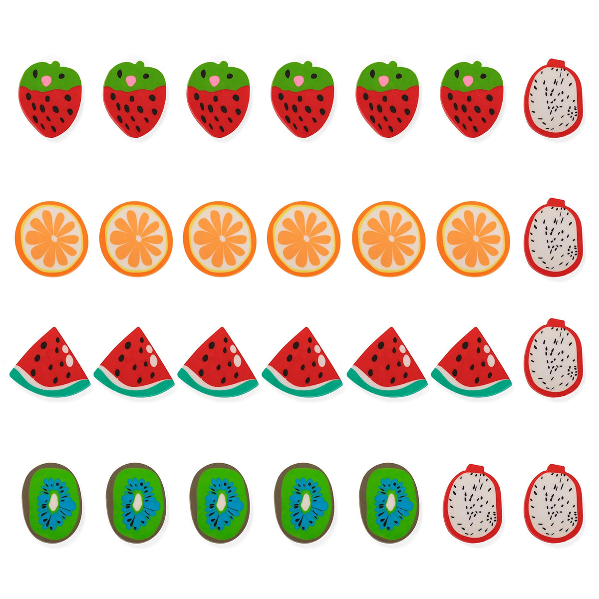 28-Piece Valentine's Fruit Eraser Set with Cards for Kids Classroom Exchange Gifts