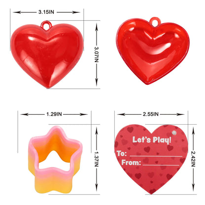 28-Piece Rainbow Spring Hearts Set with Valentine's Day Cards for Kids Classroom Exchange Gifts