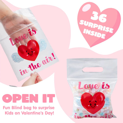 Valentine's Day Cellophane Gift Bags - 36 Pcs, 6 Themed Designs
