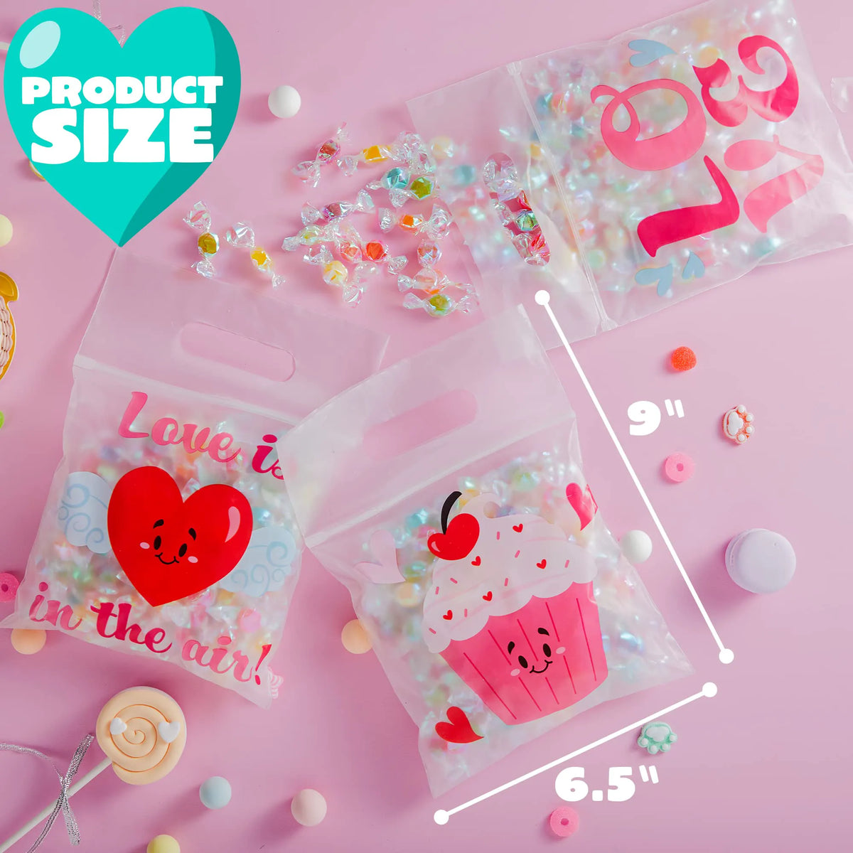 Valentine's Day Cellophane Gift Bags - 36 Pcs, 6 Themed Designs