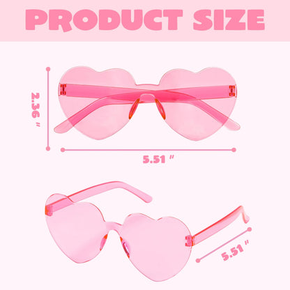 6-Pack Valentine's Day Heart-Shaped Rimless Sunglasses