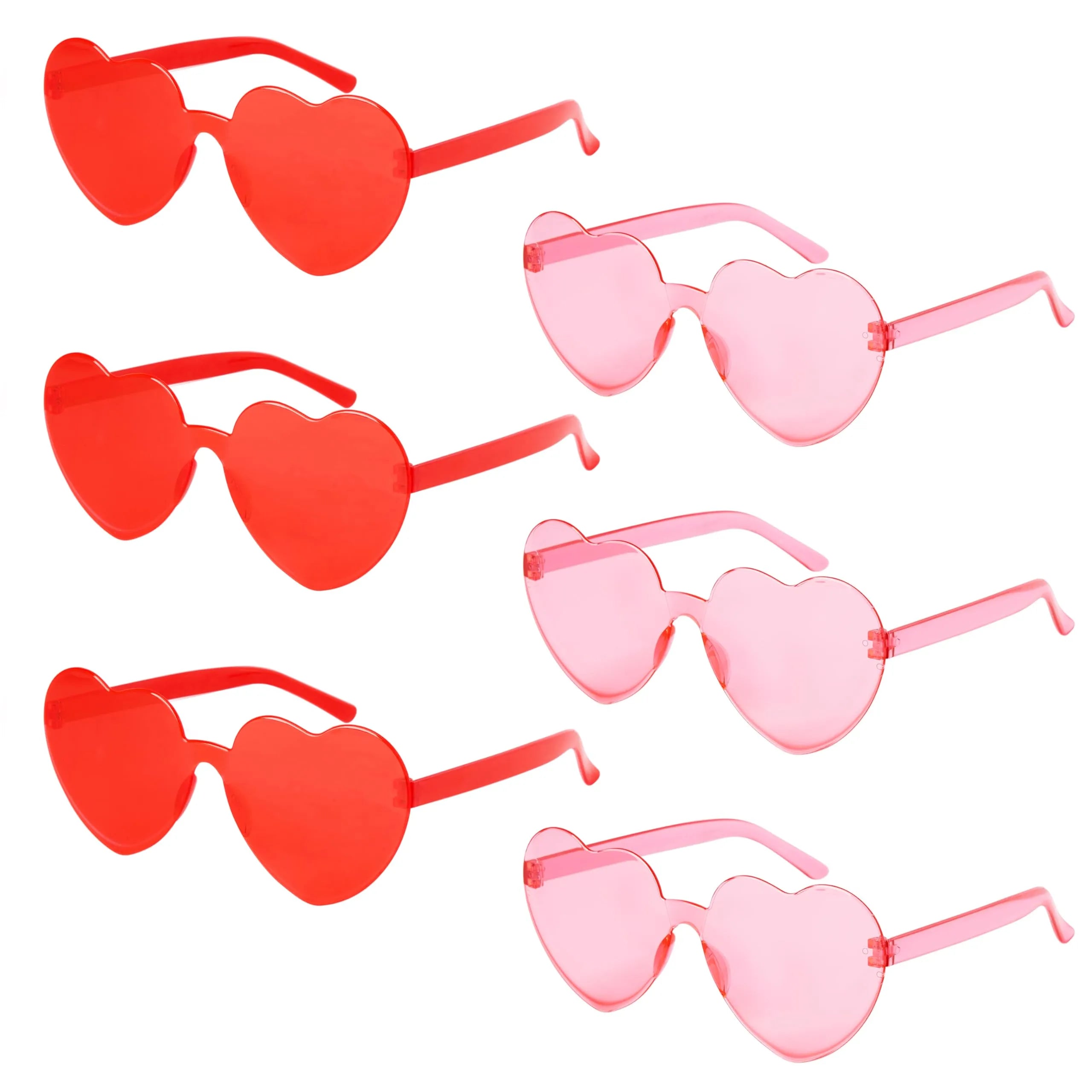 6-Pack Valentine's Day Heart-Shaped Rimless Sunglasses