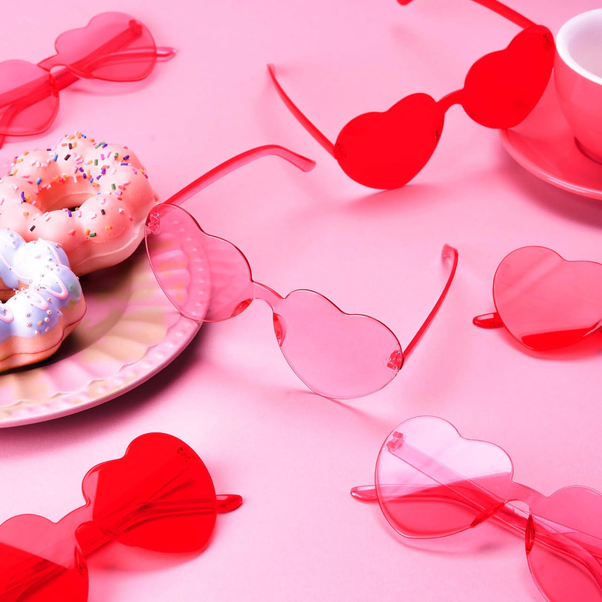 6-Pack Valentine's Day Heart-Shaped Rimless Sunglasses