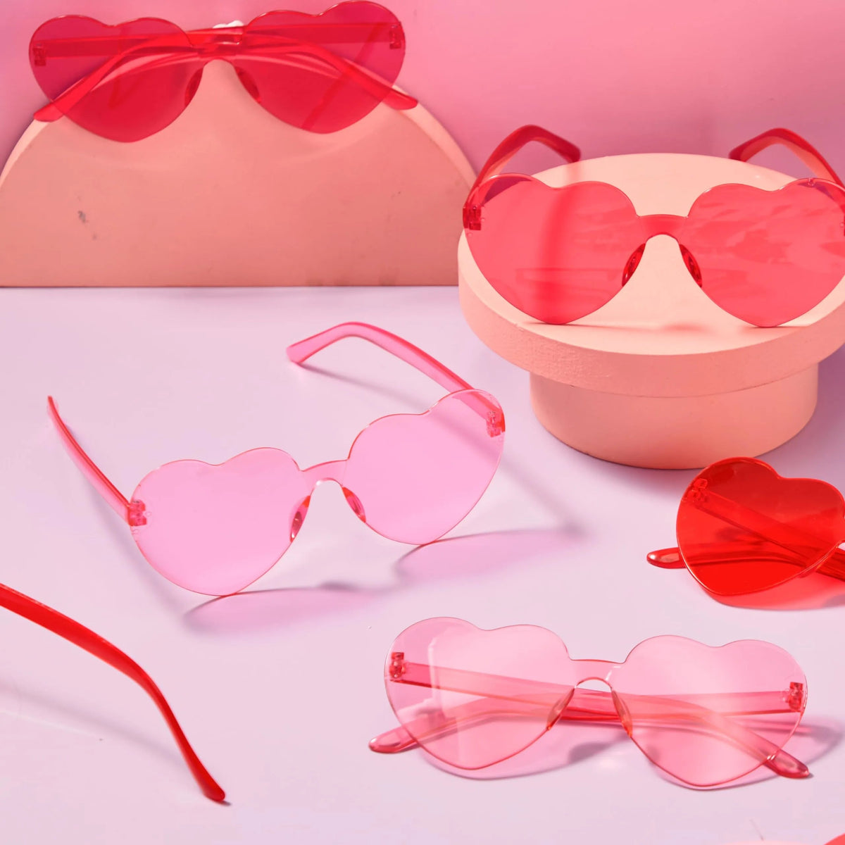 6-Pack Valentine's Day Heart-Shaped Rimless Sunglasses
