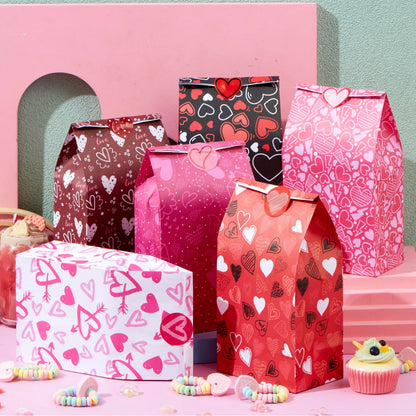Valentine's Day Paper Gift Bags - 24 Pcs 9.6" with Love Stickers