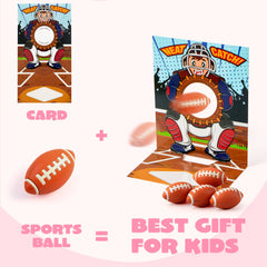 Valentine's Day Sports Party Favors for Kids - 28 Game Cards + 7 Mini Sports Ball Erasers (Football, Basketball, Soccer) | Class Prizes, Goodie Bag Stuffers