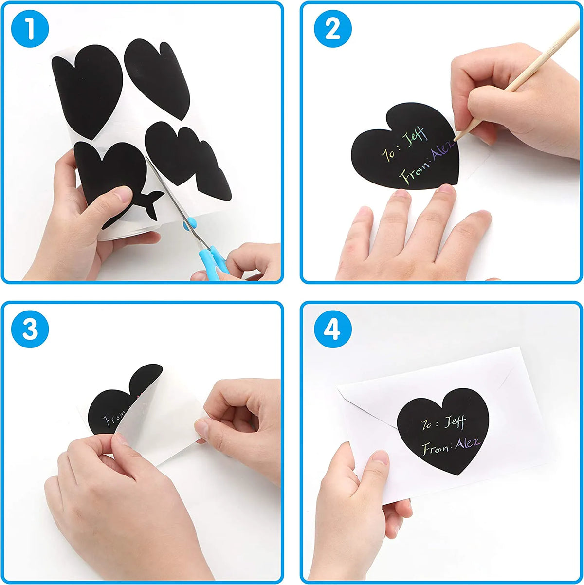 Valentine's Day Heart-Shaped Scratch-Off Sticker Roll Gift Cards