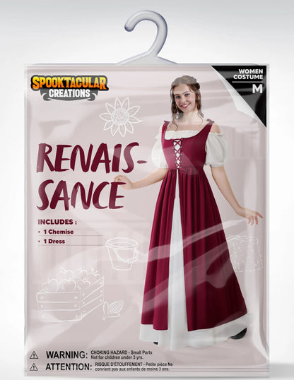 Women's Medieval Renaissance Peasant Maxi Dress for Halloween
