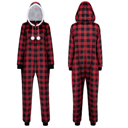 Women's Red Plaid Flannel Pajama Set with Hooded Sherpa-Lined Jacket