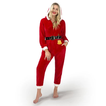 Women's Santa Hooded Onesie Pajamas