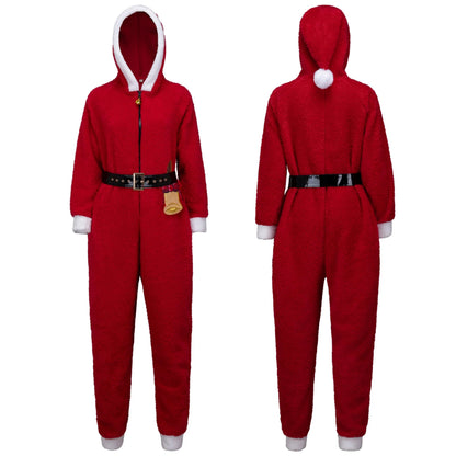 Women's Santa Hooded Onesie Pajamas