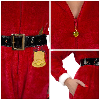 Women's Santa Hooded Onesie Pajamas