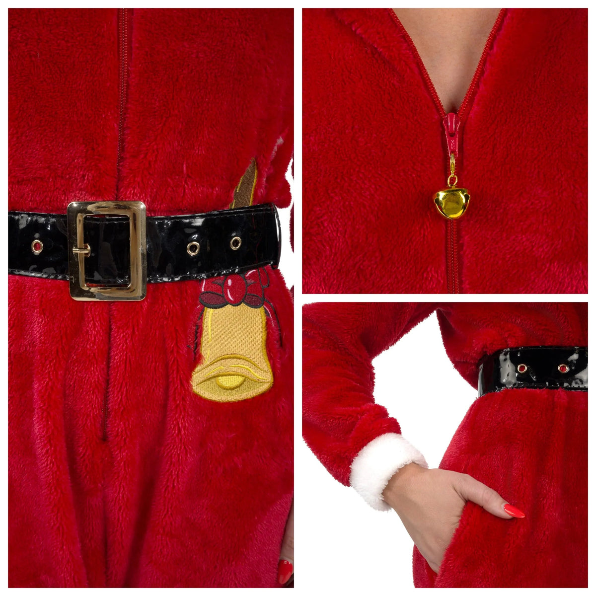 Women's Santa Hooded Onesie Pajamas