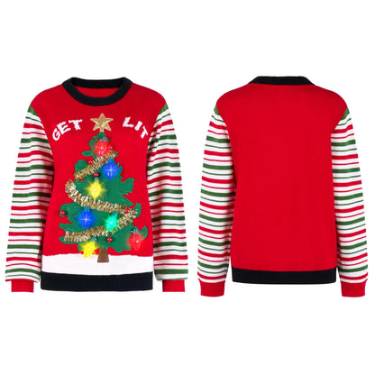 Women's LED Light-Up 'Get Lit' Christmas Tree Ugly Christmas Sweater