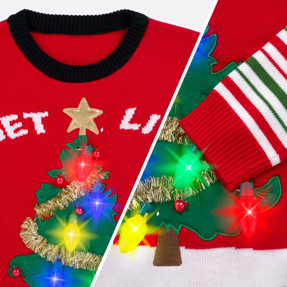 Women's LED Light-Up 'Get Lit' Christmas Tree Ugly Christmas Sweater