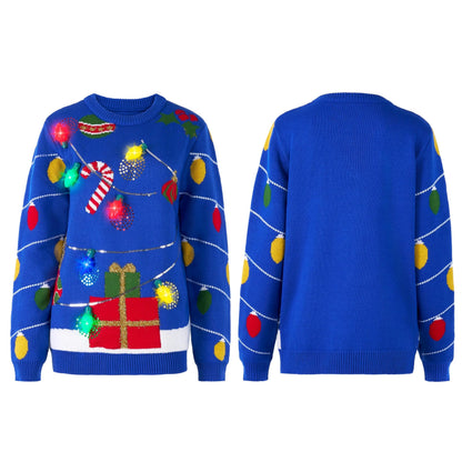 Women's LED Light-Up String Light Ugly Christmas Sweater