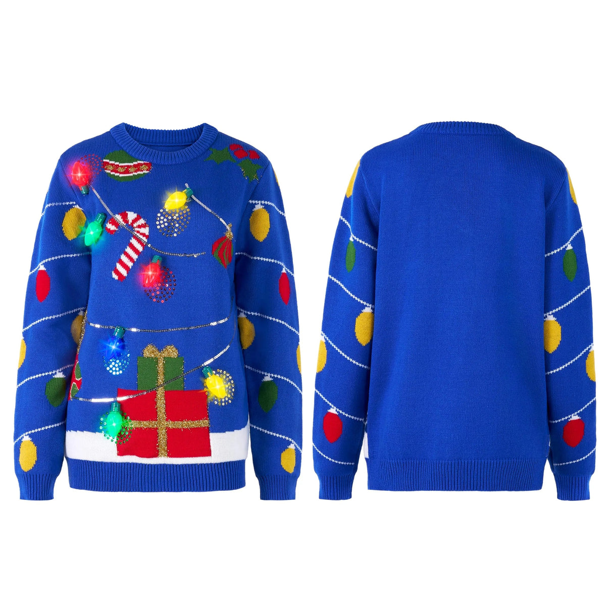 Women's LED Light-Up String Light Ugly Christmas Sweater