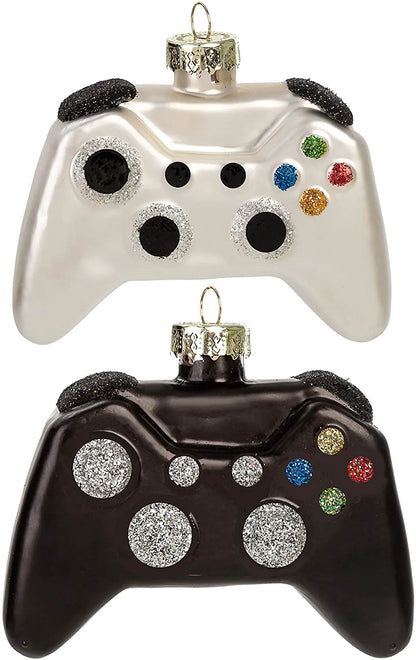 Black and White Christmas Tree Game Controller Ornament