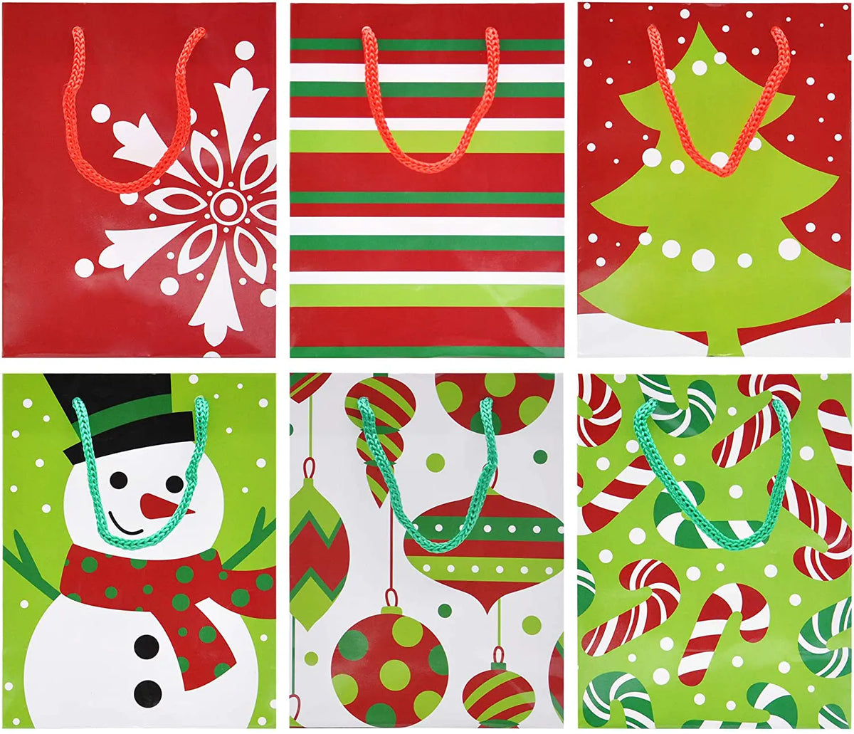 18 Pack Christmas Gift Bags - Holiday Paper Gift Bags