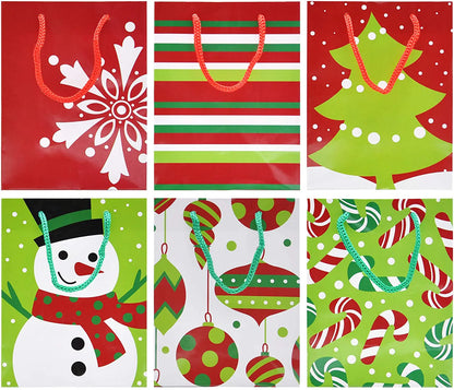 18 Pack Christmas Gift Bags - Holiday Paper Gift Bags