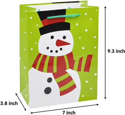 18-Pack Christmas Gift Bags with Handles, Holiday Paper Goody Bags