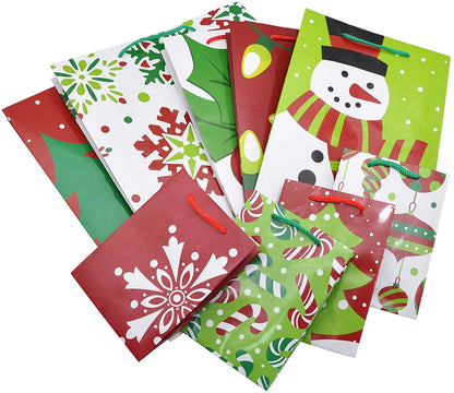 20-Pack Christmas Goody Gift Bags with Handles, Assorted Sizes