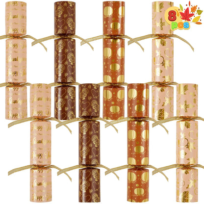 8-Piece Thanksgiving Cracker Set in Gold Theme