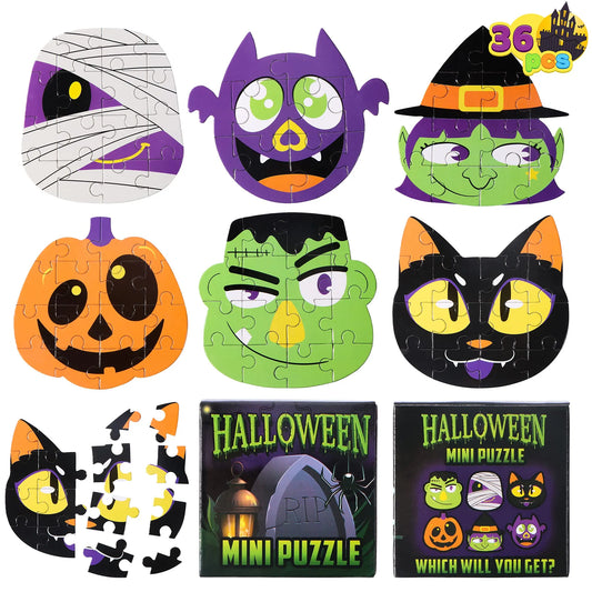 36-Piece Halloween Jigsaw Puzzle Set in Blind Boxes Featuring 6 Characters on Paper Board