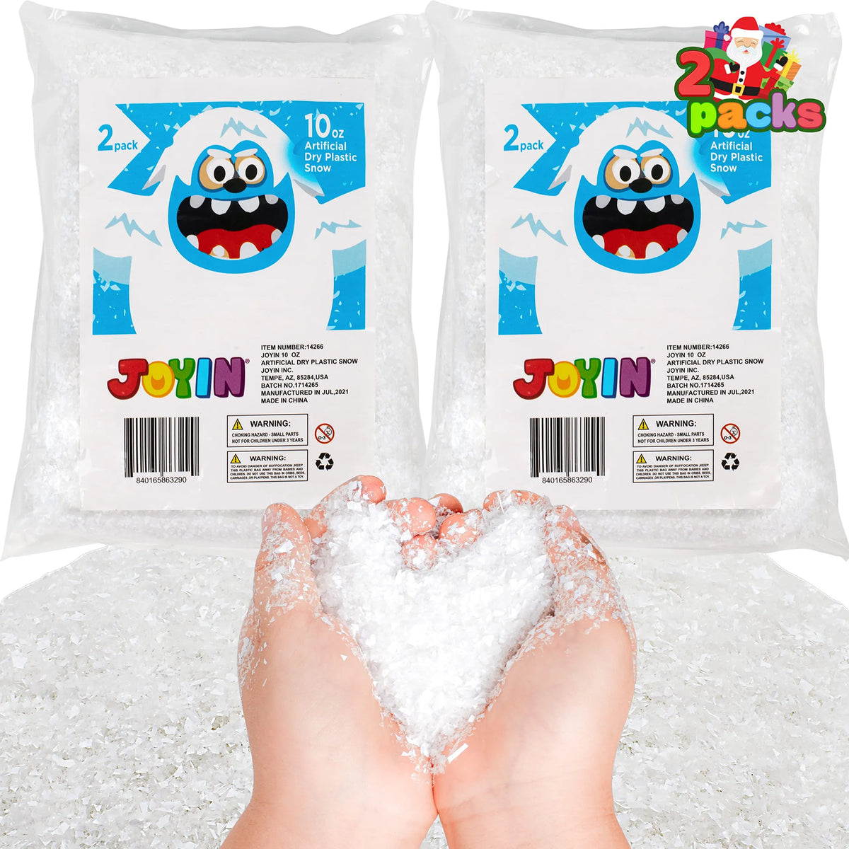 10 oz Artificial Dry Plastic Snow, 2 Pack