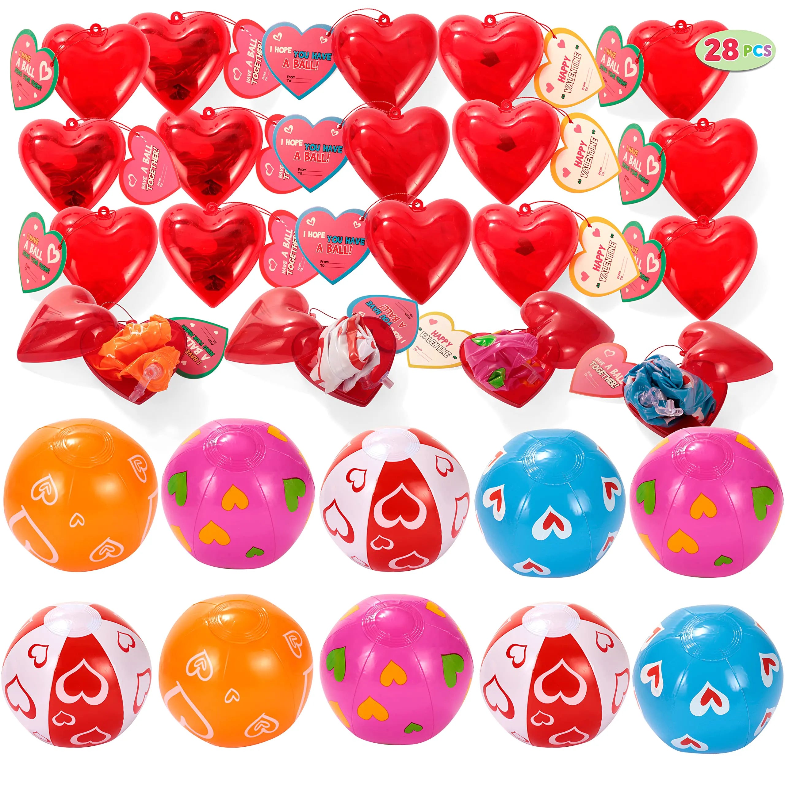 Valentine's Day Beach Balls, 28 Pack
