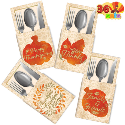 36-Piece Thanksgiving Decorative Utensil Holder