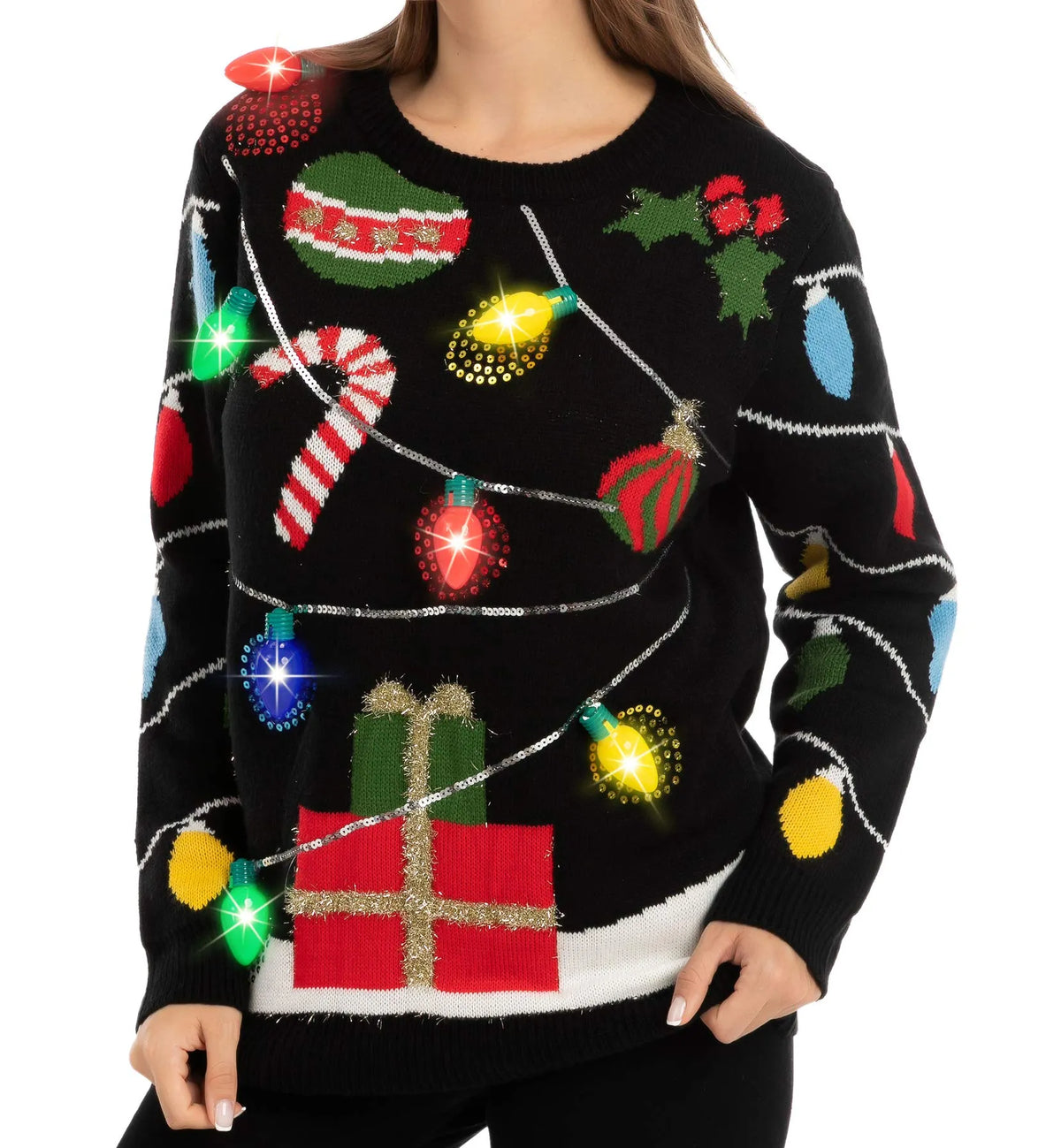 Women's Light-Up String Lights Ugly Sweater